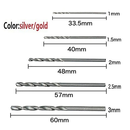 100/50Pcs Titanium Coated Drill Bits HSS High Speed Steel Set Tool Quality Power Tools 1/1.5/2/2.5/3mm Beauty World Shop