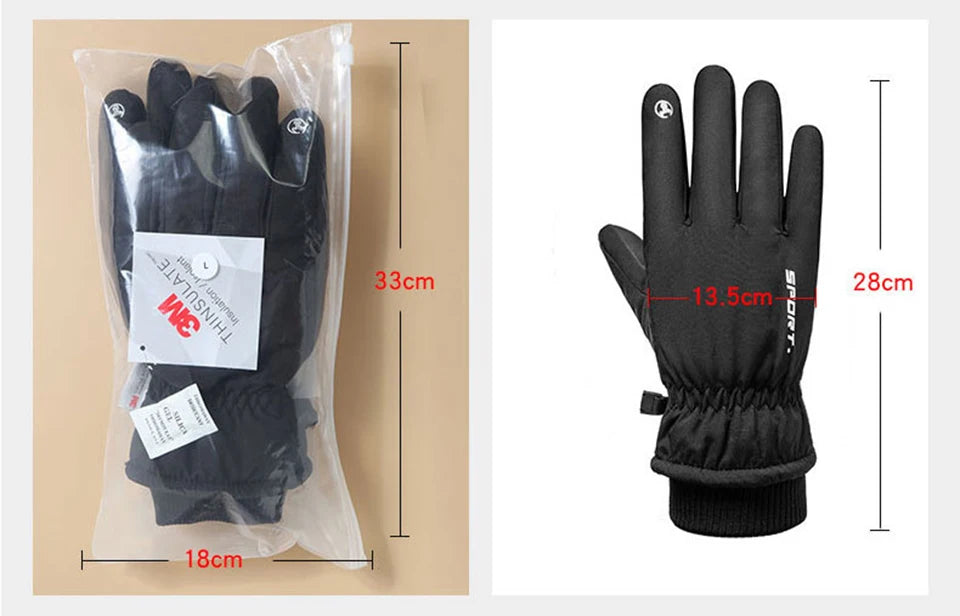 Thermal Winter Cycling Ski Gloves Outdoor Sports Running Motorcycle Touch Screen Fleece Gloves Non-slip Warm Full Fingers Gloves Beauty World Shop