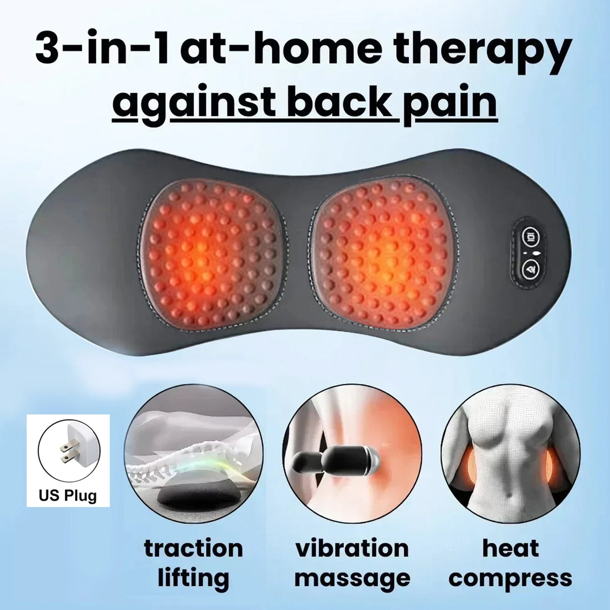 Heating Vibration Massage Pillow Electric Lumbar Support Pad Bed Sleeping Waist Protection Cushion Lying Flat Waist Pain Relief Beauty World Shop