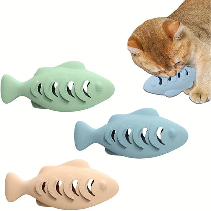 Silicone Treat Dispensing Fish Teeth Cleaning Self-Playing Boredom Relief Cats Wand Kitten Chew Resistant Molar Interactive Toy Beauty World Shop