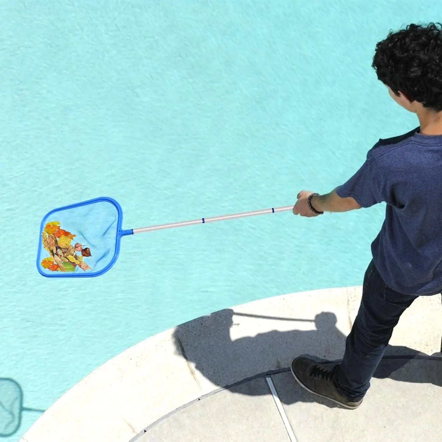 Pool Skimmer Net with 5 Aluminum Pole Sections 64'', Cleaning Leaf of Swimming Pools, Spas, Hot Tubs and Fountains Beauty World Shop