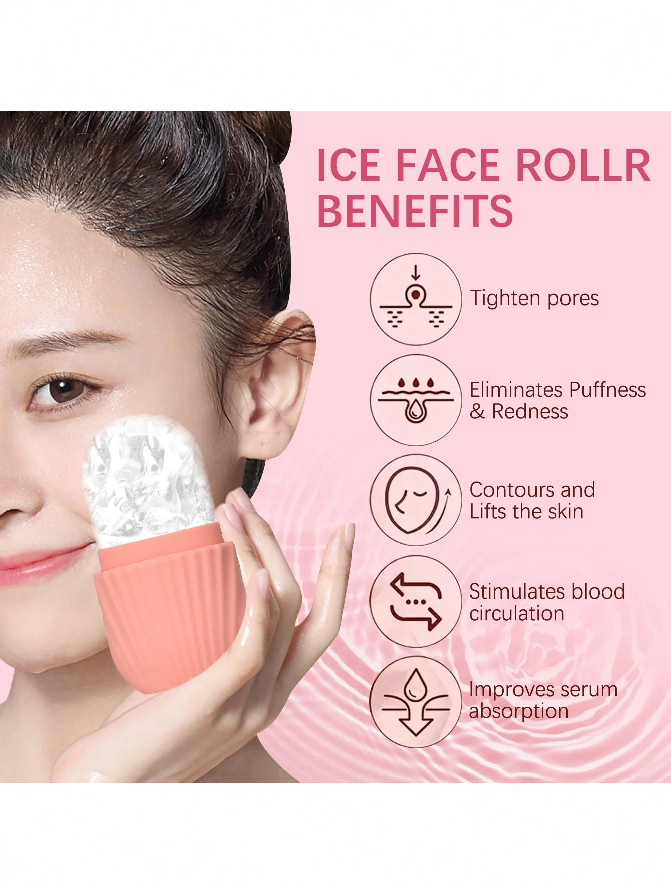 1pc，Silicone Ice Roller Massager for Face, Eyes - Natural Skin Care, Cooling and Eliminating Eye Bags, Reusable and Soothing Beauty World Shop