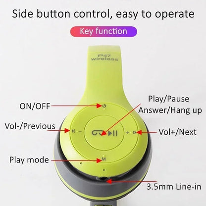 Bluetooth 50 Wireless Headphones Foldable HIFI Stereo Bass with Mic USB Adapter for iPhone Gaming Beauty World Shop