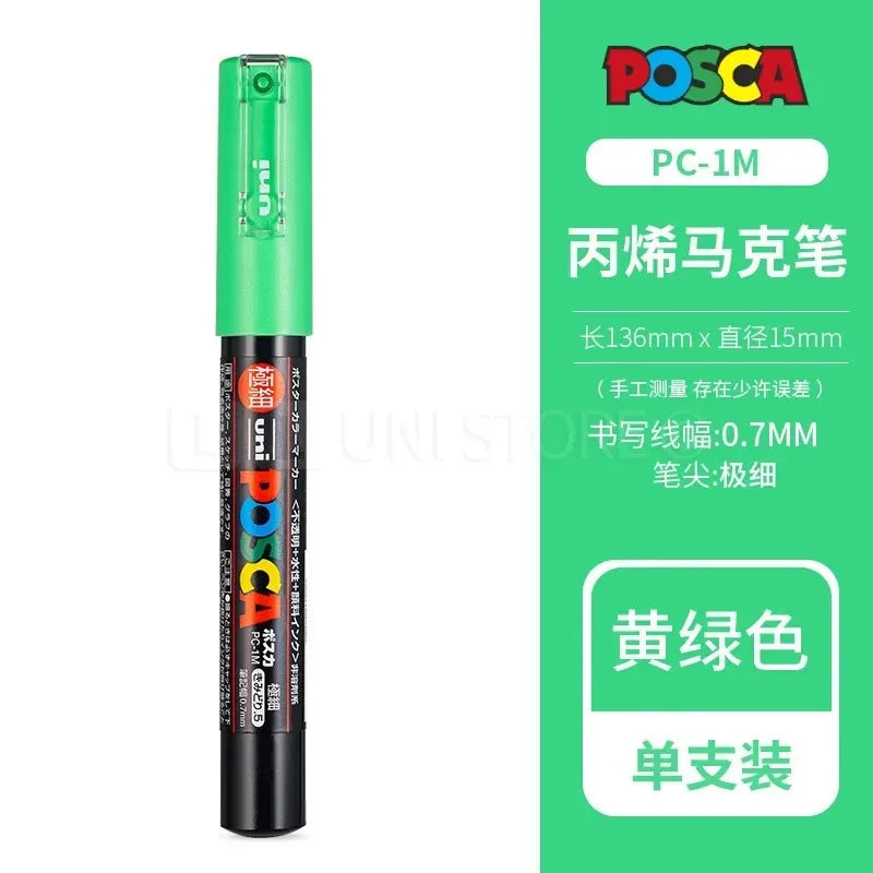 Uni Posca Full Marker PC-1M 3M 5M Multi-Colours Acrylic Permanente Rotulador Poster Graffiti Painting Pen For Fabric Rock Metal Beauty World Shop