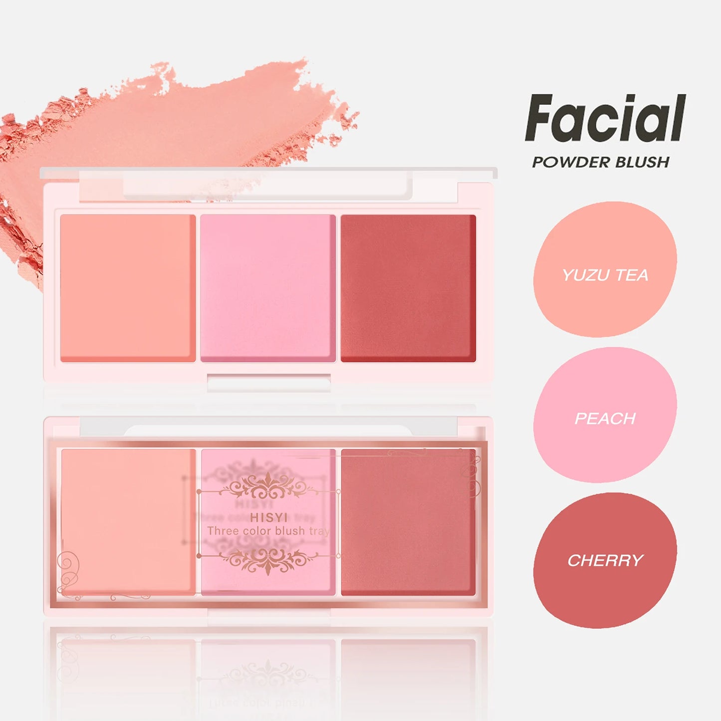 HISYI three-color blush natural color rendering delicate non-flying powder matte rouge holding makeup clear vitality girl blush Beauty World Shop