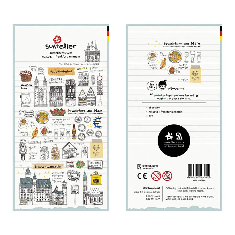 Korean Brand Suatelier Collection Daily Food Vlog Stickers DIY Scrapbooking Journey Diary Stationery Stickers Supplies Beauty World Shop