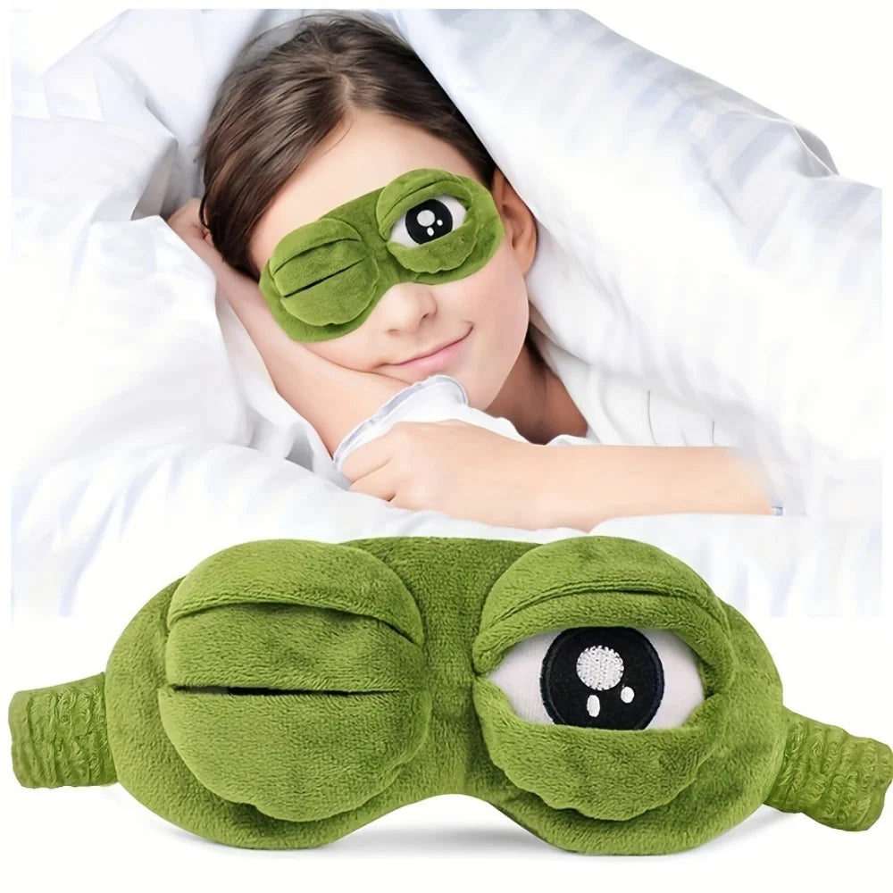 3D Sad Frog Sleep Mask Natural Sleeping Eyeshade Cover Shade Eye Patch Women Men Soft Portable Blindfold Travel Eyepatch Beauty World Shop