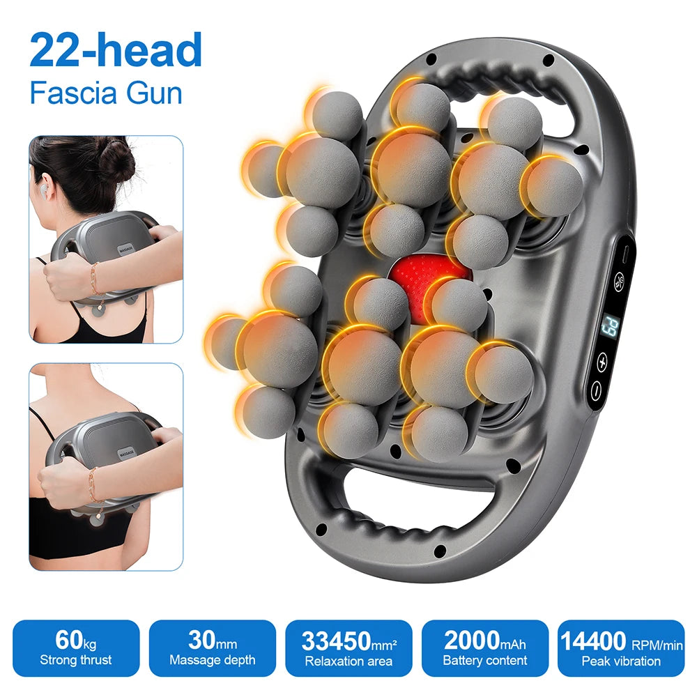 42-Heads Fascia Gun High-Frequency Vibration Body Massage Gun Back and Waist Massager Neck Shoulder Massager Muscle masajeador Beauty World Shop