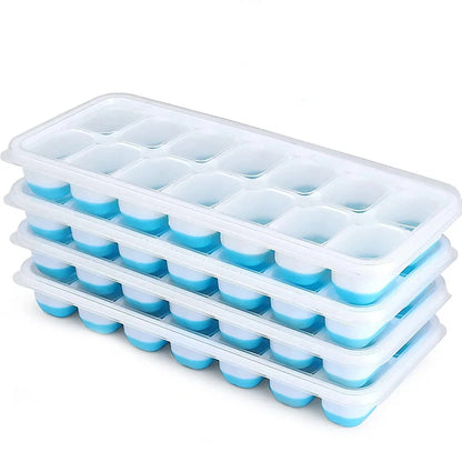 Ice Cube Tray Mold with Lid Silicone Square 14 Cube Easy Release Ice Cube Molds Summer Kitchen Bar DIY Iced Cocktail Freeze Tool Beauty World Shop