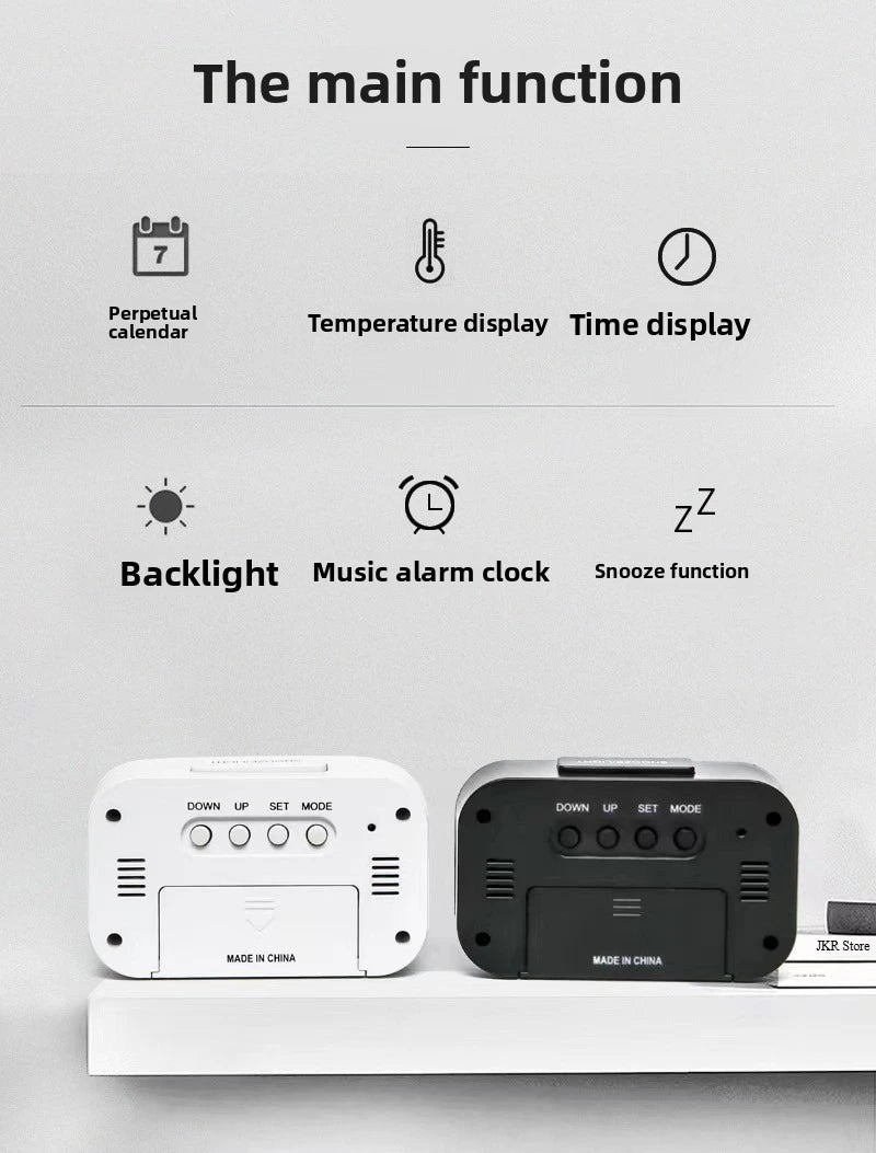Alarm Clock Digital Clock LED Electronic With Backlight Snooze Calendar For Home Office Desktop Table Screen Display Watch Beauty World Shop