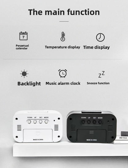 Alarm Clock Digital Clock LED Electronic With Backlight Snooze Calendar For Home Office Desktop Table Screen Display Watch Beauty World Shop
