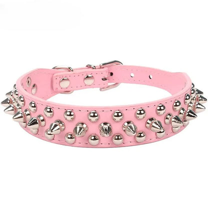 Adjustable Leather Pet Dog collar Neck Strap Supplies PU Leather Punk Rivet Spiked Dog Collar Pet Collars For Small Dog Cat Beauty World Shop