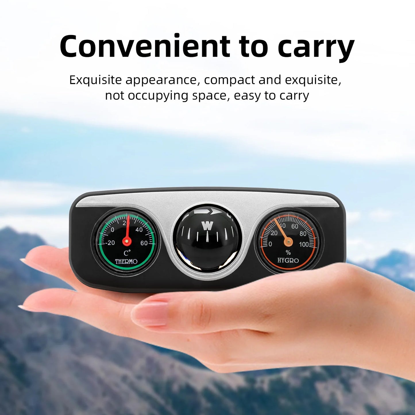 Car Ornaments Decoration 3 in 1 Guide Ball Compass For Auto Boat Vehicles Thermometer Compass Hygrometer Interior Accessories Beauty World Shop