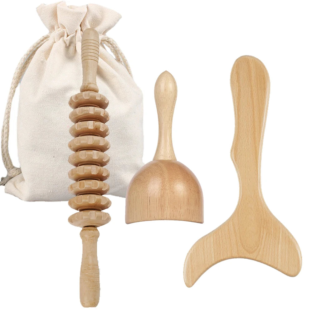 Wooden Massage Roller Tool Set, Lymphatic Drainage Massager Maderoterapia Kit, Manual Massage Tool for Body Massage Gua Sha Set Beauty World Shop