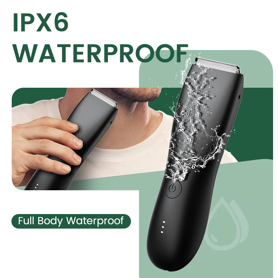 Men's Electric Groin & Body Shaver - Waterproof Dual Head Trimmer Kit w/ LED Light & Foil Blades Beauty World Shop