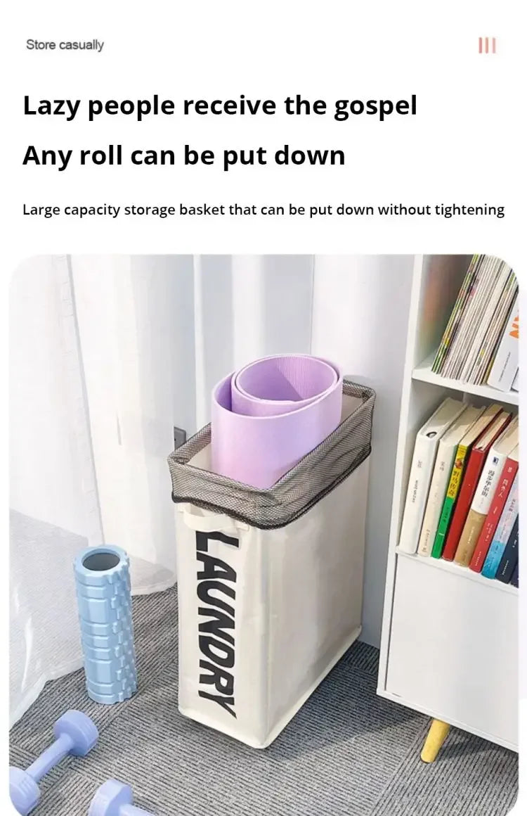 Rolling Slim Laundry BasketWithStandFoldable Waterproof Sorter AndOrganizerOn Wheels Tall Thin DirtyLaundryHamper Basket Beauty World Shop