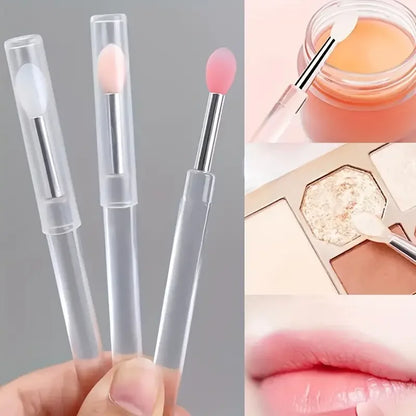1/3/5PCS Portable Silicone Lip Brush With Cover Soft Multifunctional Lip Balm Applicator Lipstick Lipgloss Makeup Brushes Beauty World Shop