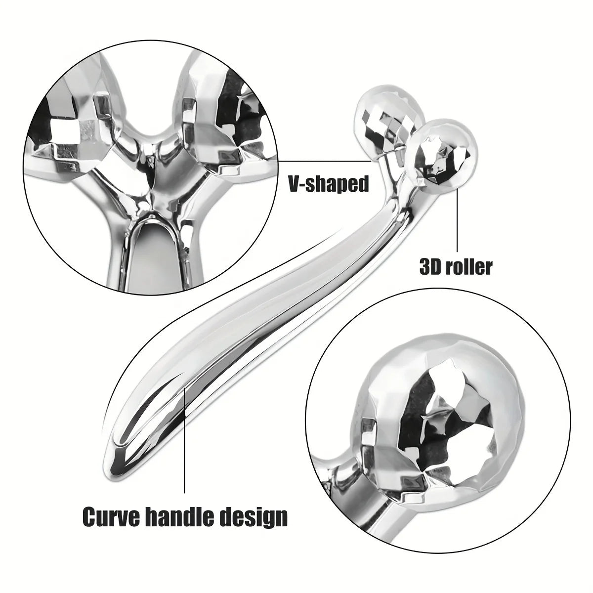 Facial care set, including a stainless steel facial gua sha tool with 3D roller massage function and an eye massager Beauty World Shop