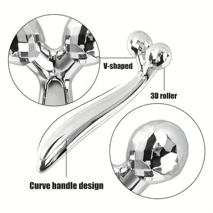Facial care set, including a stainless steel facial gua sha tool with 3D roller massage function and an eye massager Beauty World Shop