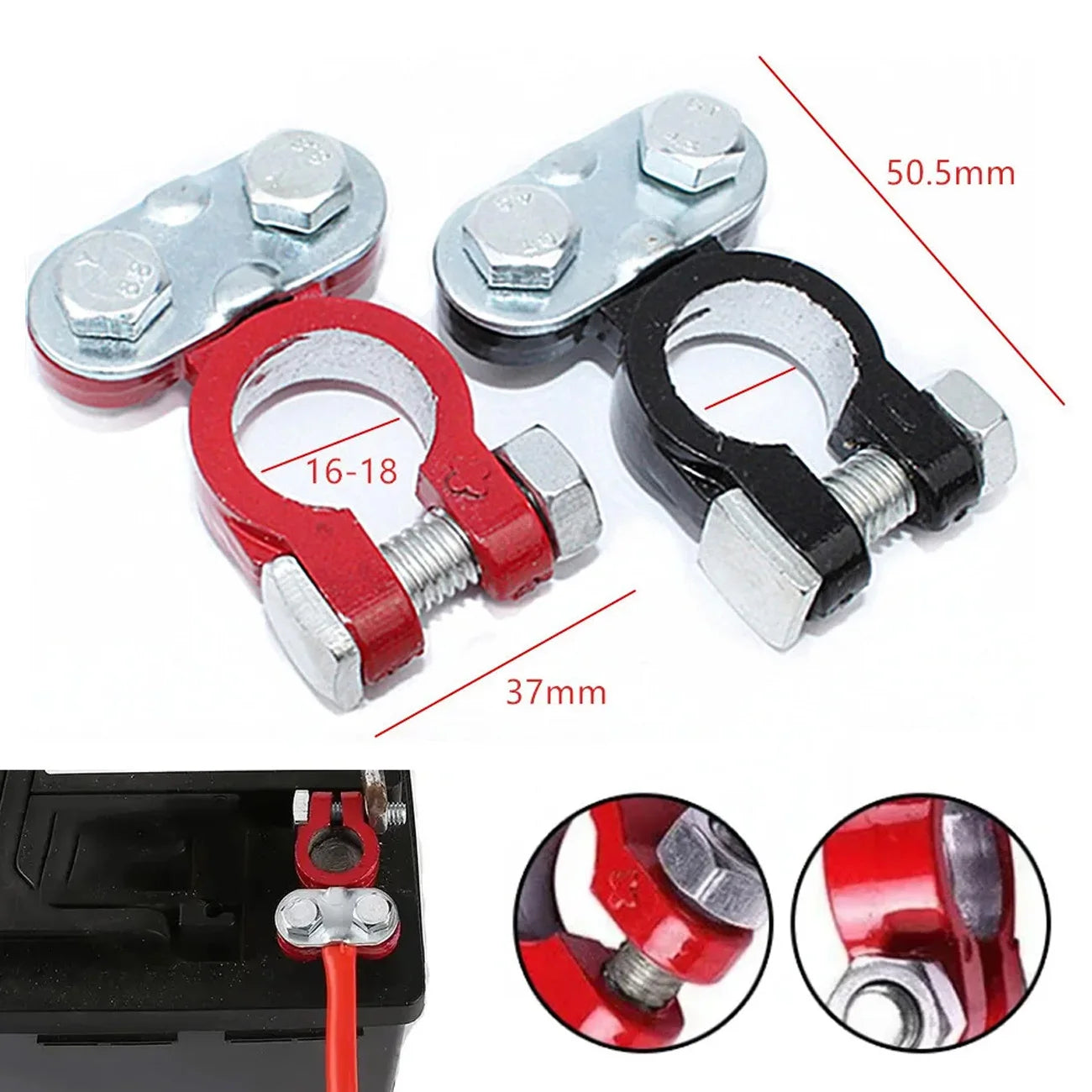 2Pcs Car Battery Terminal Connectors Quick Release Disconnect 12V 24V Positive Negative Battery Cable Ends for SAE/JIS Type Car Beauty World Shop
