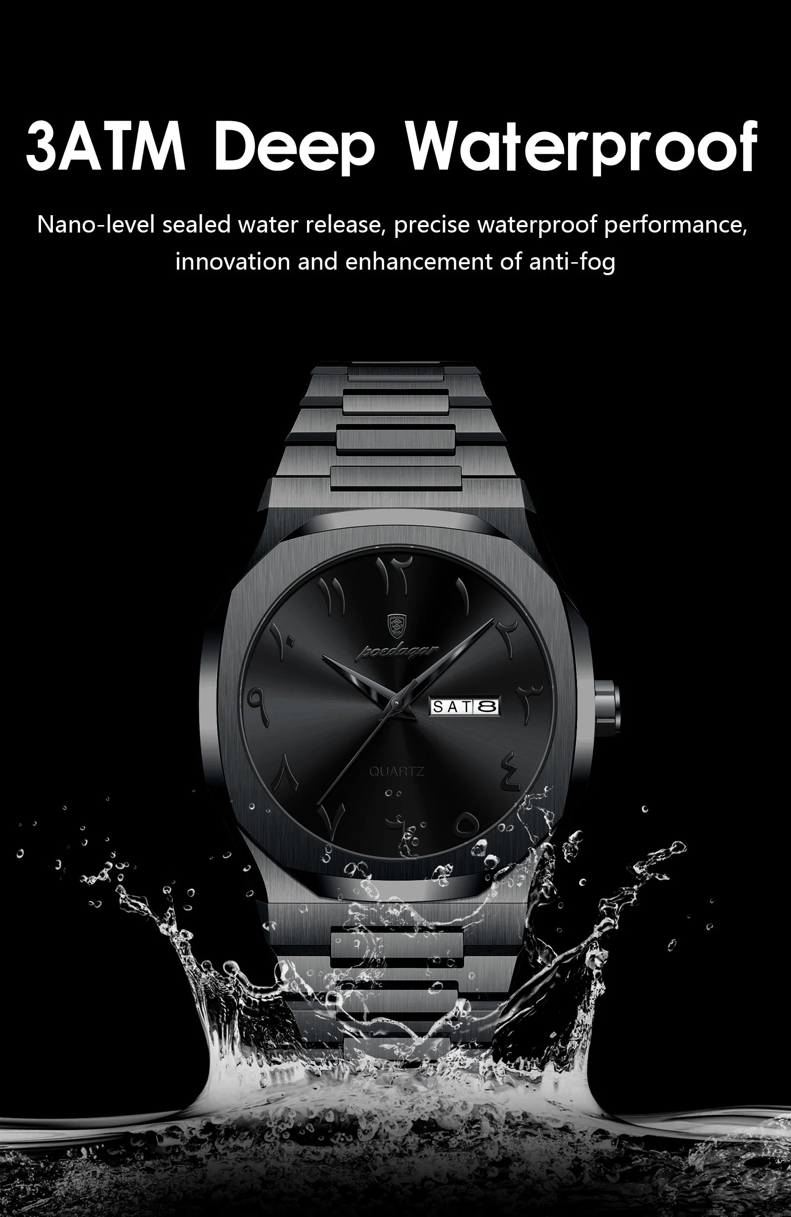 POEDAGAR Original Luxury Men's Watch Waterproof Week Date Fashion Men Wristwatch Quartz Stainless Steel Man Watches Reloj Hombre Beauty World Shop