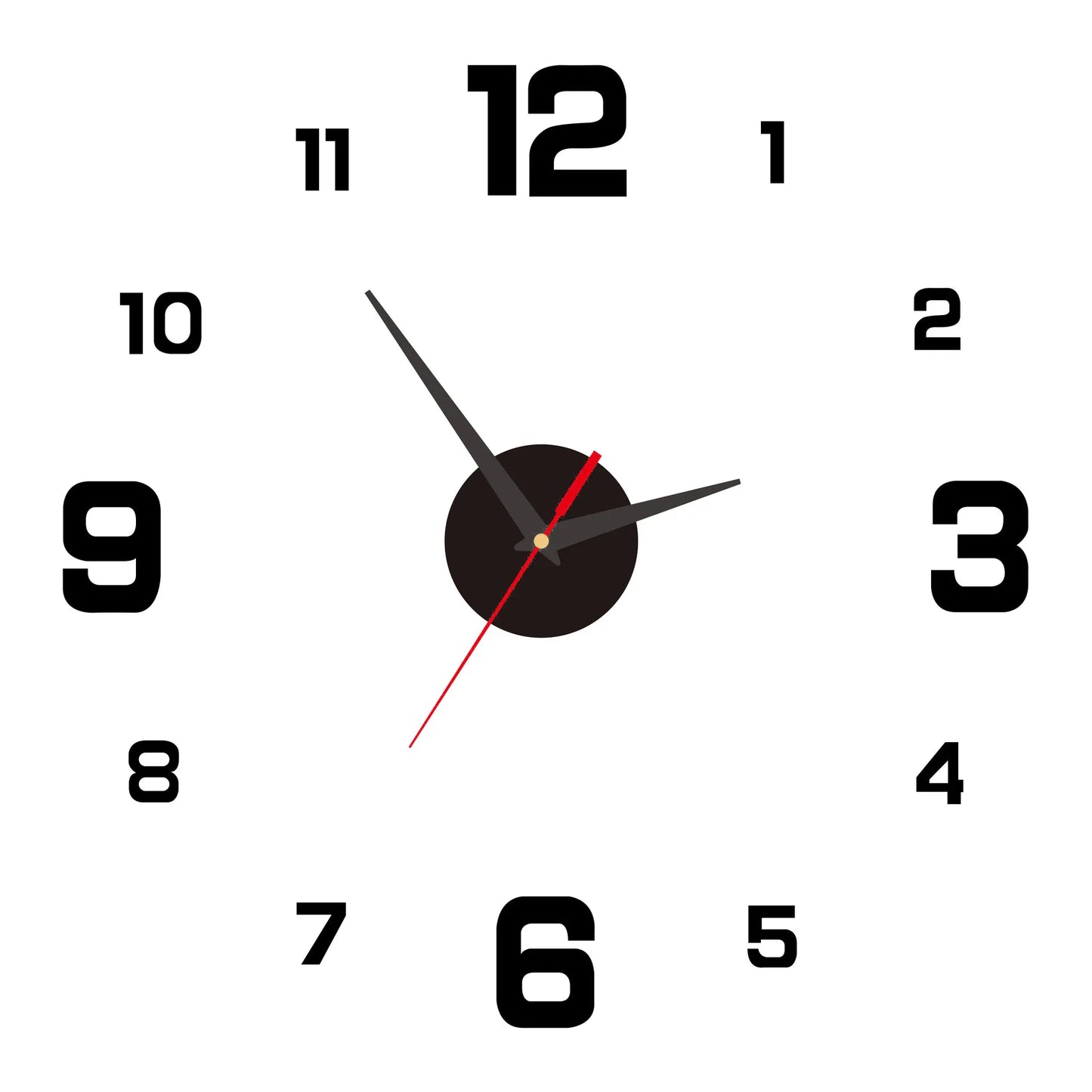 3D Creative Frameless DIY Wall Hanging Clock Wall Stickers Home Mute Digital Clock Living Room Office Wall Decoration Beauty Fashion