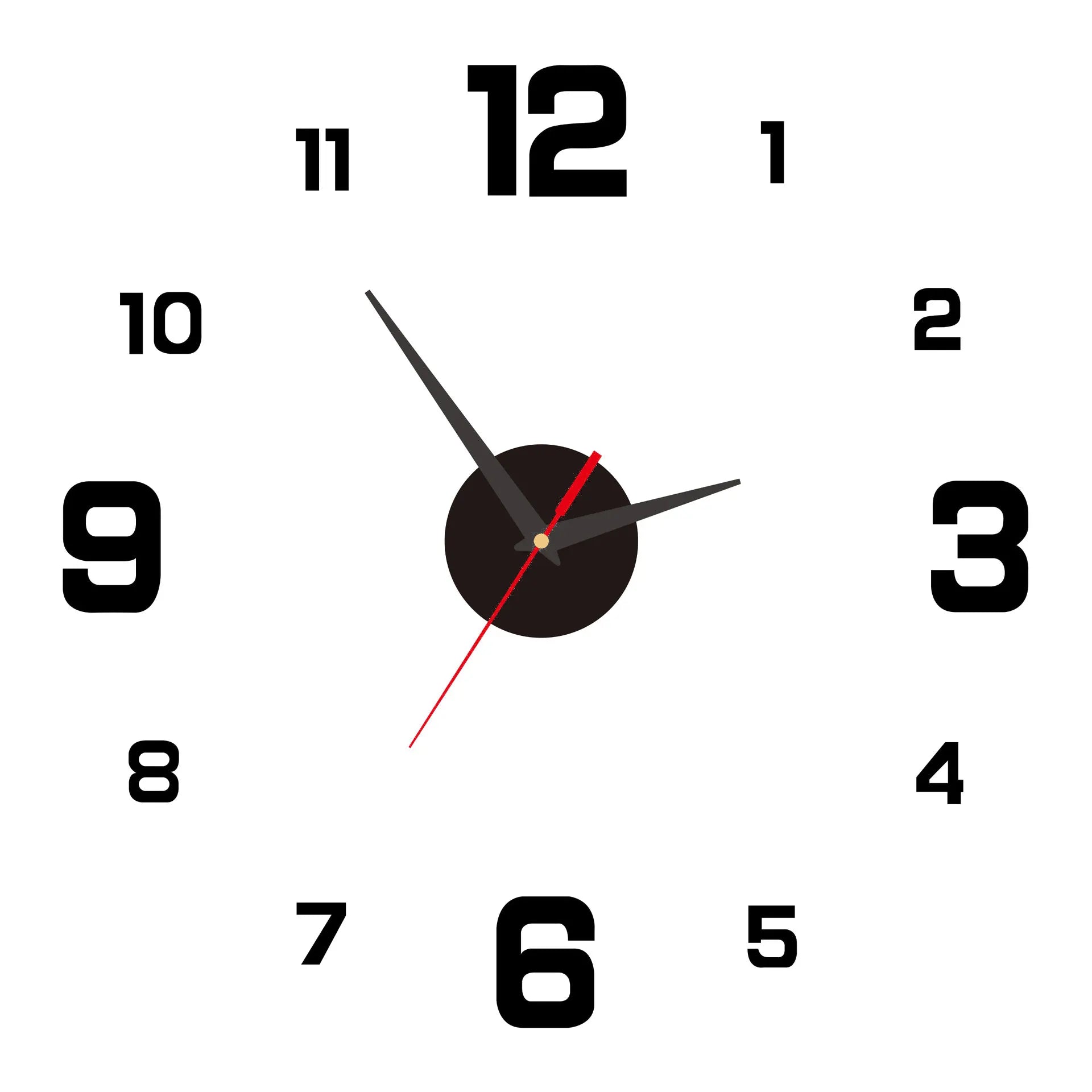 3D Creative Frameless DIY Wall Hanging Clock Wall Stickers Home Mute Digital Clock Living Room Office Wall Decoration Beauty Fashion