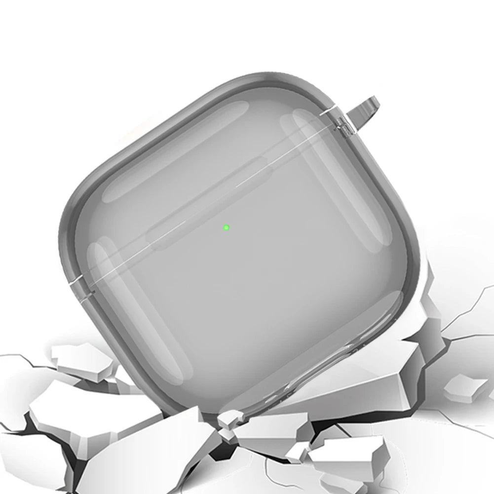 Soft TPU Shockproof Clear Case Cover for Apple AirPods 4 2024 with Carabiner and Anti Fall Protection