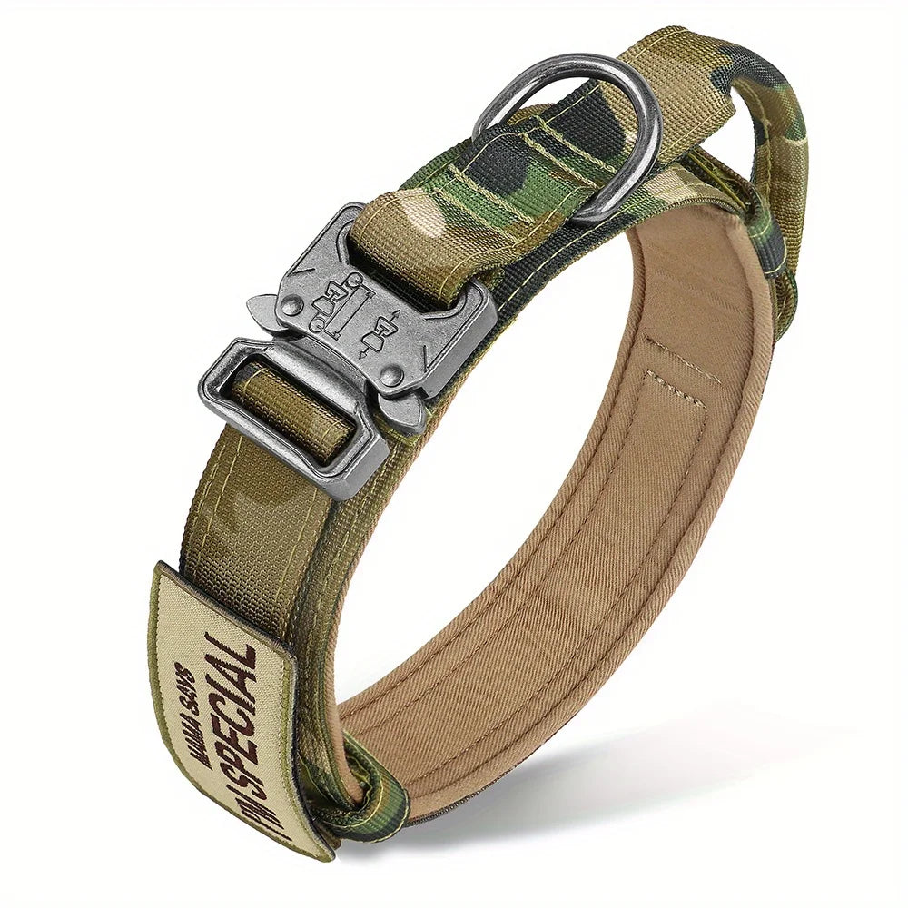 Heavy Duty Tactical Dog Collars with Handle Military Collar with Patch Outdoor Training and Walking for Medium and Large Dogs Beauty World Shop