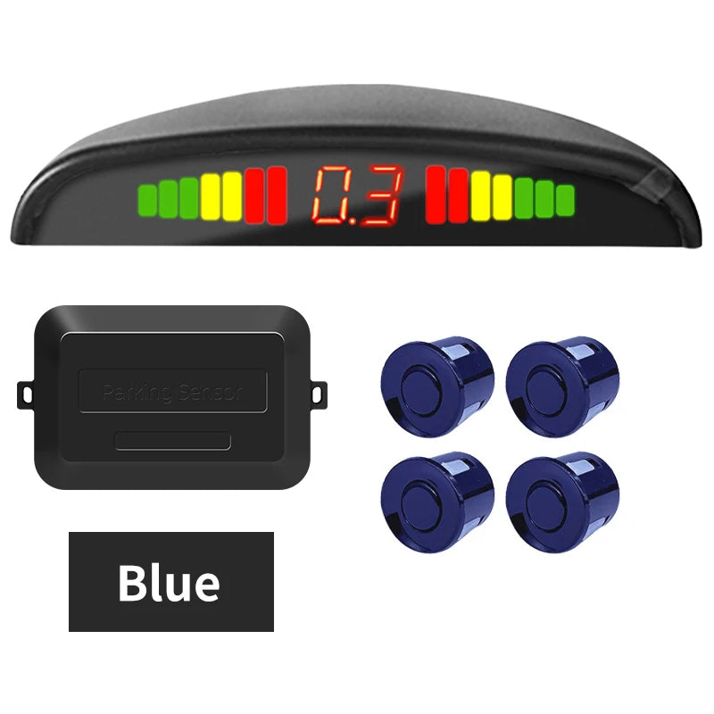 Hippcron Car LED Parking Sensor Kit 4 Sensors 22mm Reverse Radar Sound Alert Indicator System 8 Colors Beauty World Shop