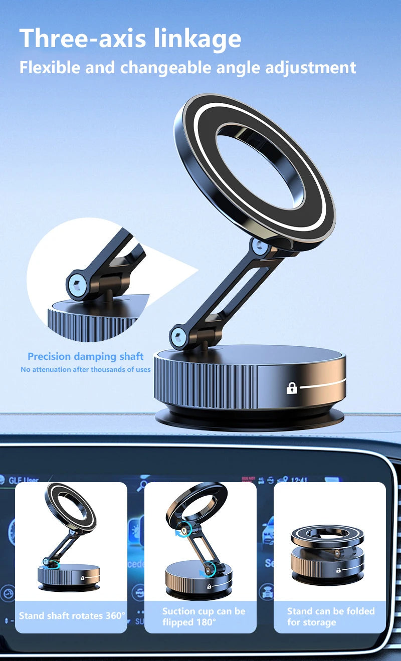 Super Strong Magnetic Phone Holder Foldable Design 360° Adjustable Vacuum Car Mount For Car Desk Bathroom Phone Holder Beauty World Shop