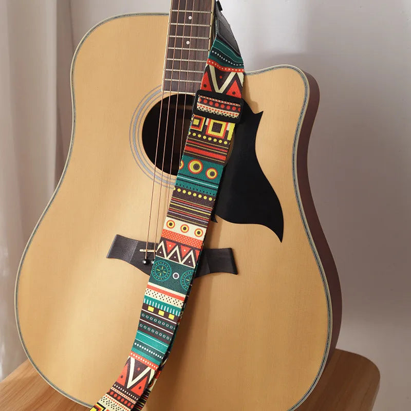 Fashion Retro Ethnic Style Guitar Strap Adjustable Leather Strap for Folk Guitar Electric Guitar Bass Ukulele Guitar Accessories Beauty World Shop