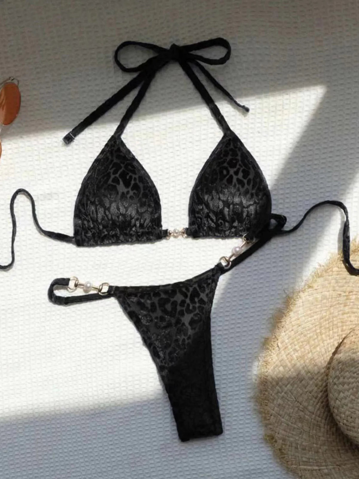 S- XL Leopard Halter Mini Micro Thong Bikini Women Swimwear Female Swimsuit Two-pieces Bikini set Bather Bathing Suit Swim V5207 Beauty World Shop
