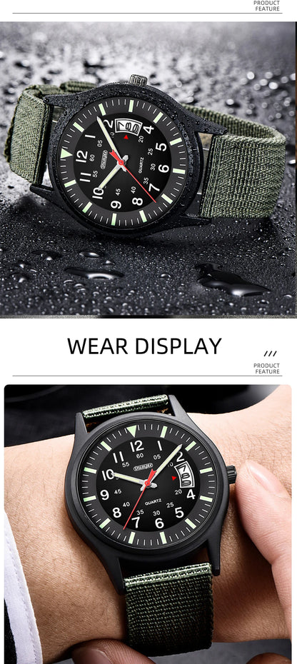 Reloj Hombre 2023 Fashion Mens Nylon Watches Luxury Men Army Military Quartz Watch Calendar Date Wristwatch Relogio Masculino Beauty World Shop