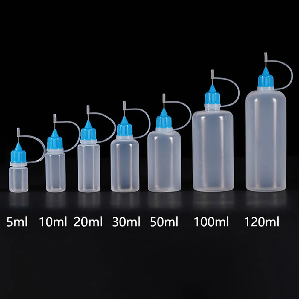5ml 10ml 20ml 30ml 100ml 120ml PE Plastic Squeezable Tip Applicator Bottle Refillable Dropper with Needle Tip Caps Oil Bottles Beauty World Shop