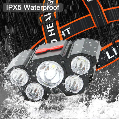 5 LED Headlamp Rechargeable with Built in Battery Strong Light Headlight Camping Adventure Fishing Head Light Flashlight Beauty Fashion