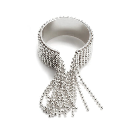 JOVO LOVE Stainless Steel Chain Tassel Finger Ring Adjustable Golden High Quality Charm Open Rings Stylish Waterproof Jewelry Beauty World Shop