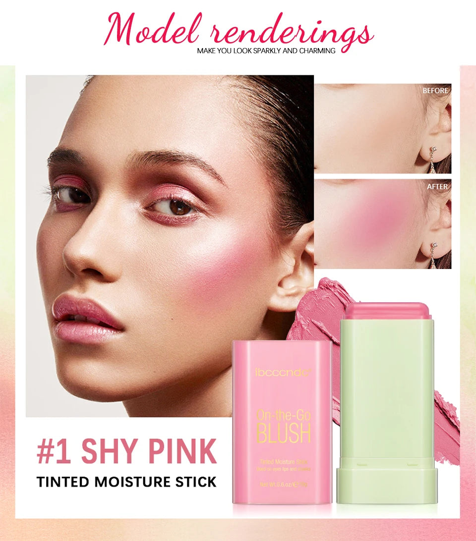 Make Up Functional Blush Stick Easy Color Rouge Blusher Cream Waterproof High Color Rendering Brightening Skin Tone Hot Beauty World Shop
