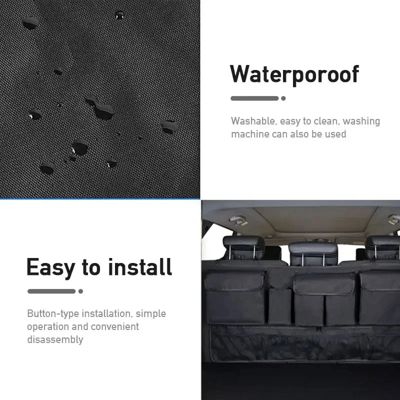 Back Seat Car Trunk Hanging Storage Bag Organizer With 9 Pockets Oxford Waterproof Multi-pocket Car Trunk Storage Bag Organizer Beauty World Shop
