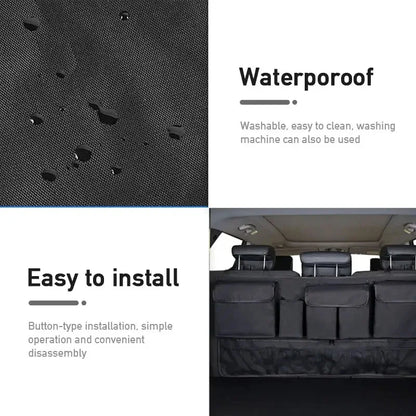Back Seat Car Trunk Hanging Storage Bag Organizer With 9 Pockets Oxford Waterproof Multi-pocket Car Trunk Storage Bag Organizer Beauty World Shop