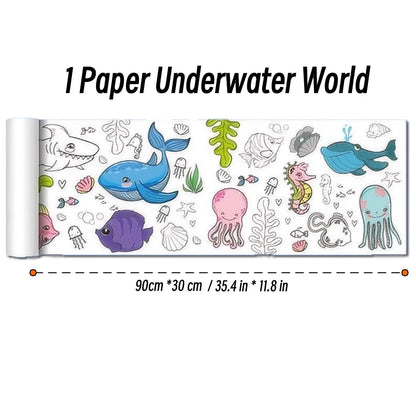 90cm Animal Canvas Children's Drawing Roll DIY Coloring Paper Roll Color Filling Graffiti Paper-cut Painting Educational School Beauty World Shop