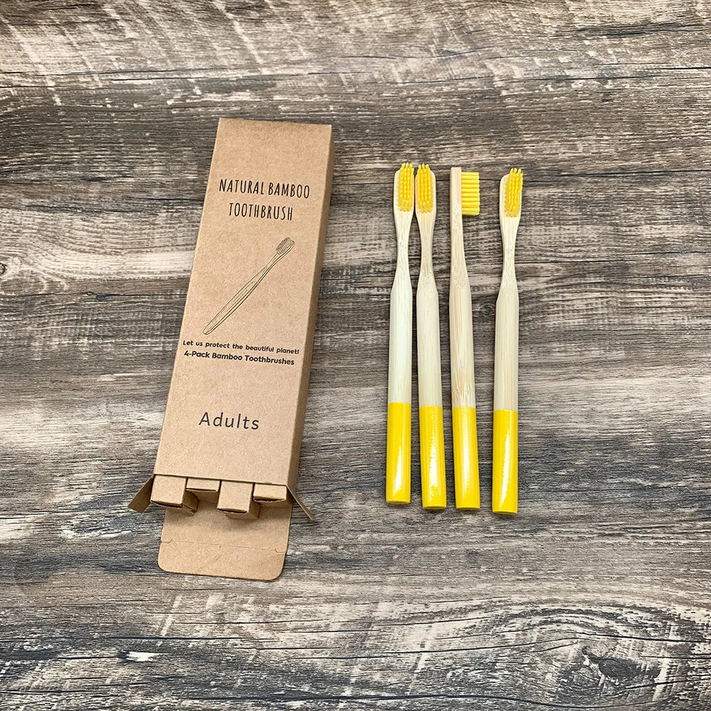 10pcs Round Handle Adult & Children Natural Eco Friendly Travel Tooth Teeth Brush Bamboo Toothbrush With Medium Hard Bristlesth Beauty World Shop