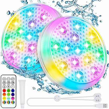 Rechargeable Underwater Submersible Pool Lights with Remote IP68 Waterproof Color Changing Led Floating Lights for Hot Tub Bath Beauty World Shop