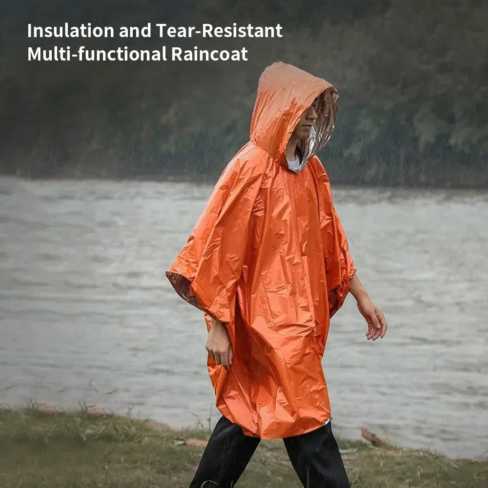 Emergency Raincoat Poncho Waterproof Rainwear Blanket Survival Camping Equipment Cold Insulation Rainwear Camping Equipment Beauty World Shop