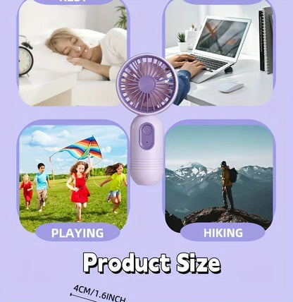Mini Handheld Fan 3-Speed Strong Wind USB Rechargeable Long Lasting Portable Desk Fan For Students Office Outdoor Travel Camping Beauty World Shop
