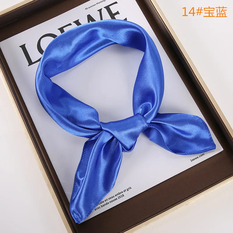 New Solid 60x60cm Square Scarf Single Imitation Silk Bright Light And Satin Performance Scarves Party Gift Beauty World Shop