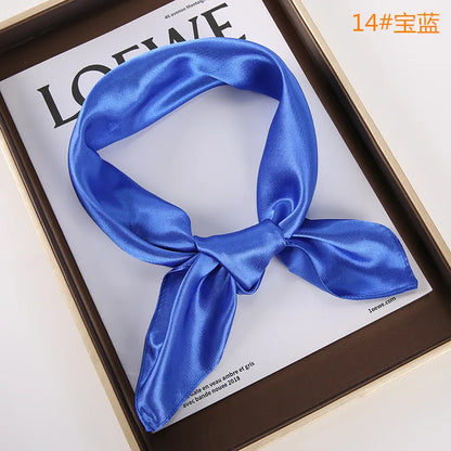 New Solid 60x60cm Square Scarf Single Imitation Silk Bright Light And Satin Performance Scarves Party Gift Beauty World Shop