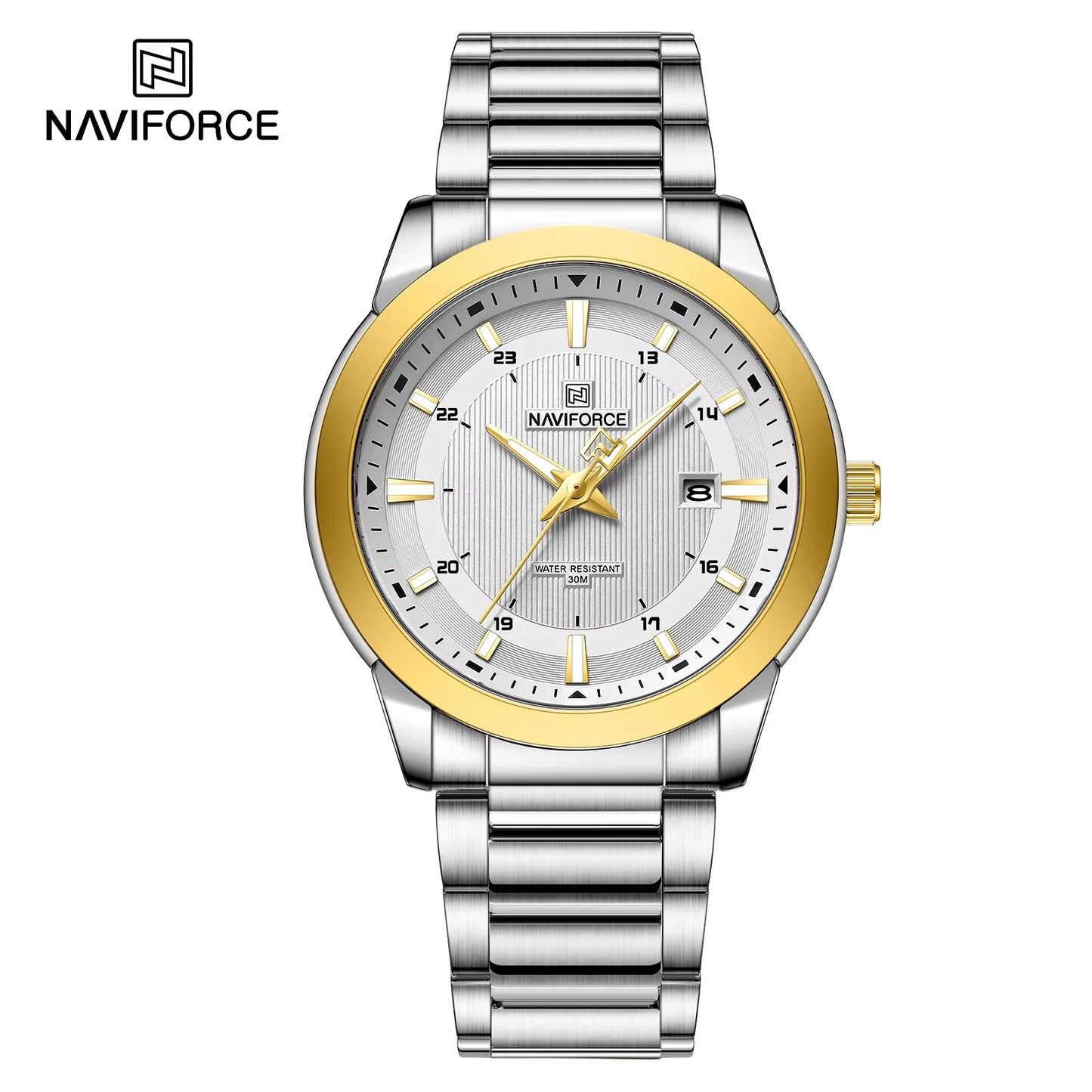 2024 Top Brand NAVIFORCE Mens Watches Stainless Steel Strap Casual Male Quartz Sports Wristwatch Luxury Waterproof Date Clock Beauty World Shop