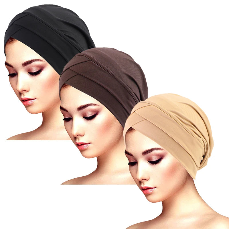 New Women cross muslim hijab inner hat Islamic UnderScarf Arab Wrap Chemo Bandana Muslim Scarf Hijab Bonnet Cap Indian Hat Beauty World Shop