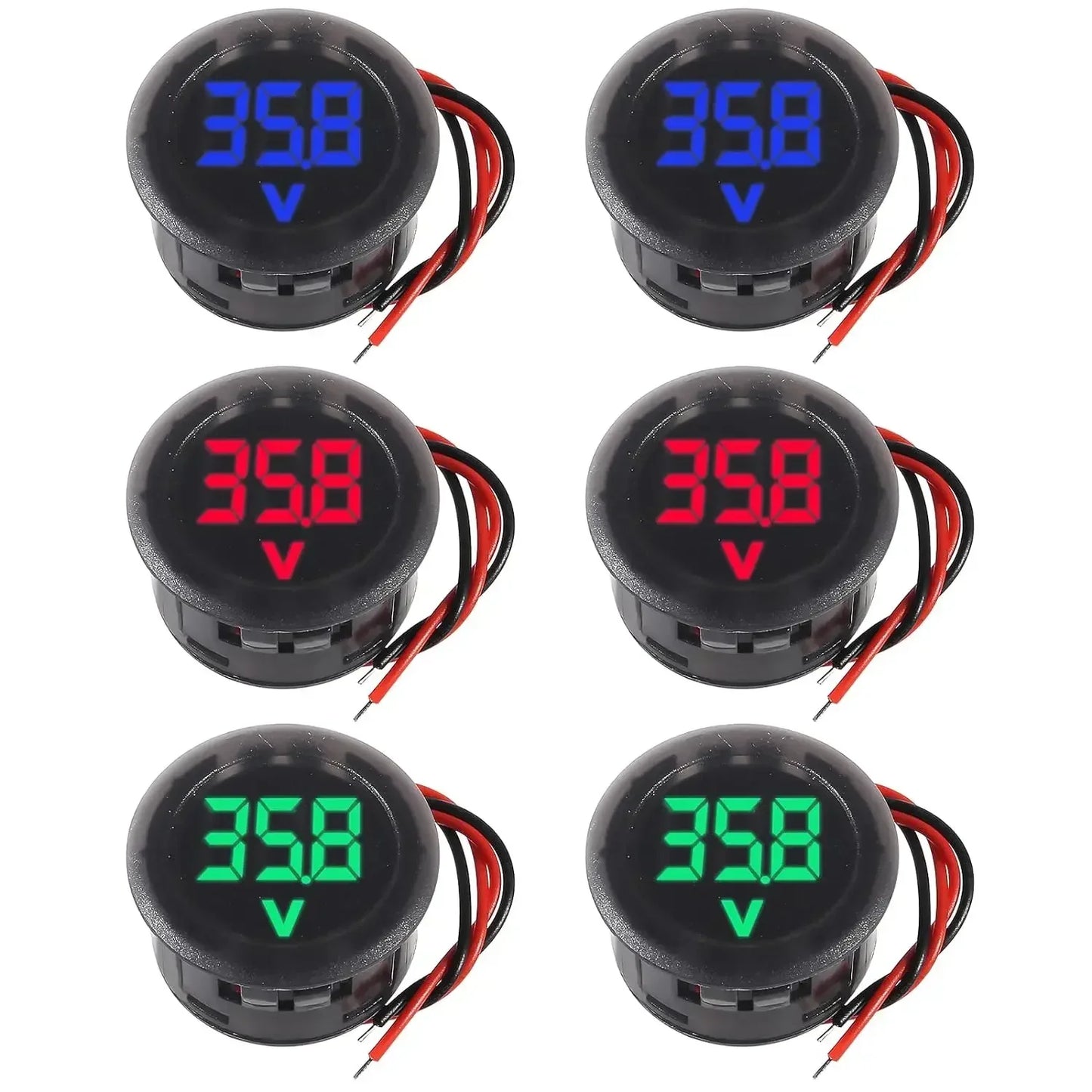 2/4pcs DC 4-100V Car Voltage Gauge LED Digital Display 12V 24V Waterproof Voltmeter Round Voltage Meter Volt Detector Tester Beauty Trend Shop